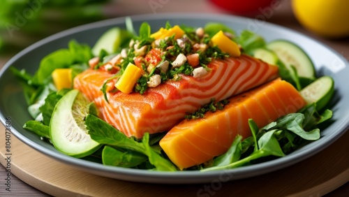  Deliciously fresh salmon and veggie salad