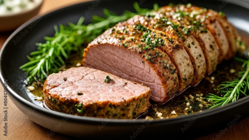  Deliciously seasoned roast beef ready to be savored