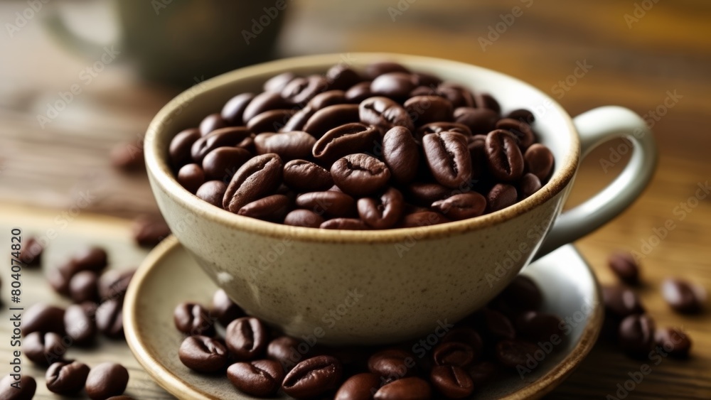 Fototapeta premium Aromatic coffee beans in a cup ready for a perfect brew