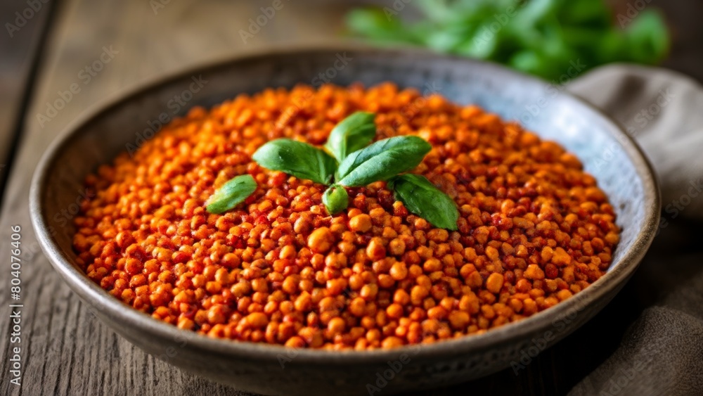 Vibrant Bowl of Red Quinoa with Fresh Basil Vibrant Bowl of Red Quinoa with Fresh Basil