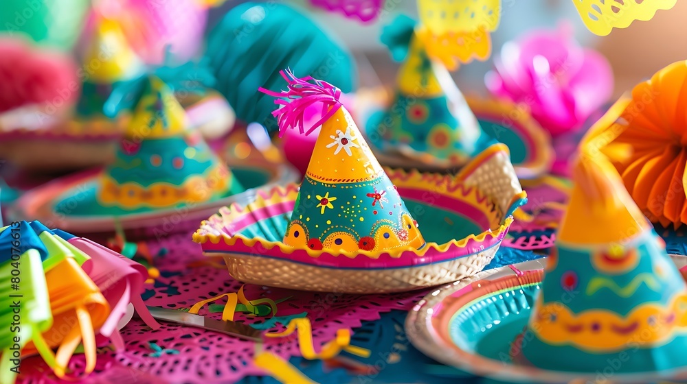 Capturing the Spirit of Cinco de Mayo,vibrant Fiesta Cinco De Mayo,Mexican color full hat.