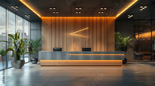 Modern Office Reception Area with Minimalist Aesthetic