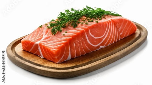  Freshly sliced salmon with dill garnish