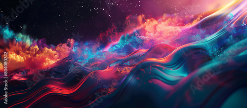 A colorful, swirling galaxy with a blue and red wave photo
