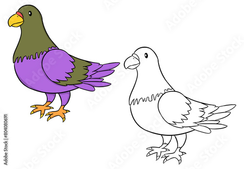 Pigeon illustration. Perfect for artwork, t-shirts, cards, prints, picture books, coloring books, wallpaper, prints, etc.