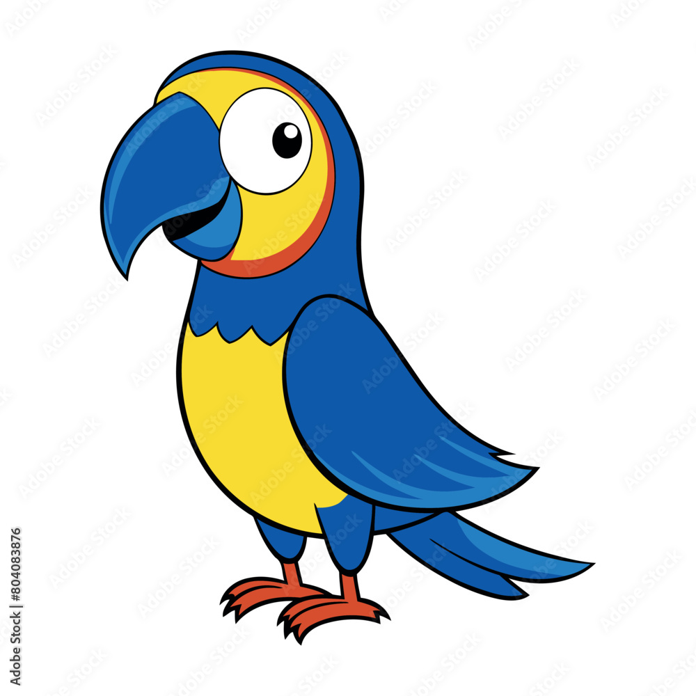 Fototapeta premium Wonderful parrot bird standing happy funny parrot cartoon Vector illustration