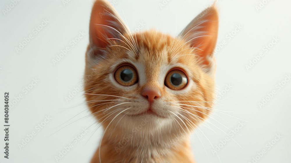 An orange kitten looking directly at the viewer with curious, wide eyes. An orange kitten looking directly at the viewer with curious, wide eyes.
