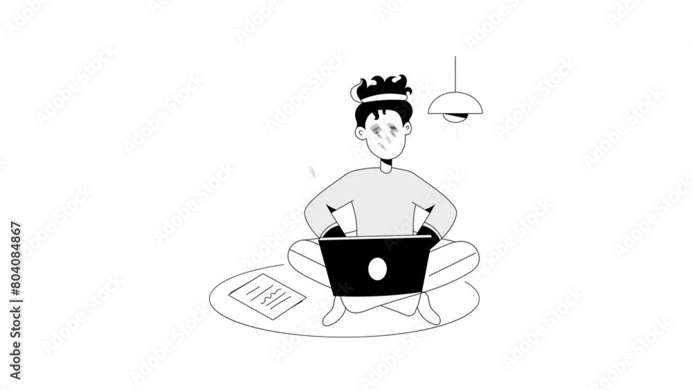Remote Job Illustration Set. Animated scene. Millennial work style, freedom, digital nomad. Remote Job Illustration Set. Animated scene. Millennial work style, freedom, digital nomad.