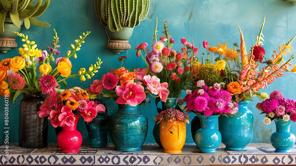 Beautifull flowers on blue background, Capturing the Spirit of Cinco de Mayo,vibrant Fiesta Cinco De Mayo