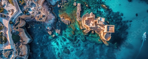 Aerial view of It Torri Tower in Mellieha, Malta. photo