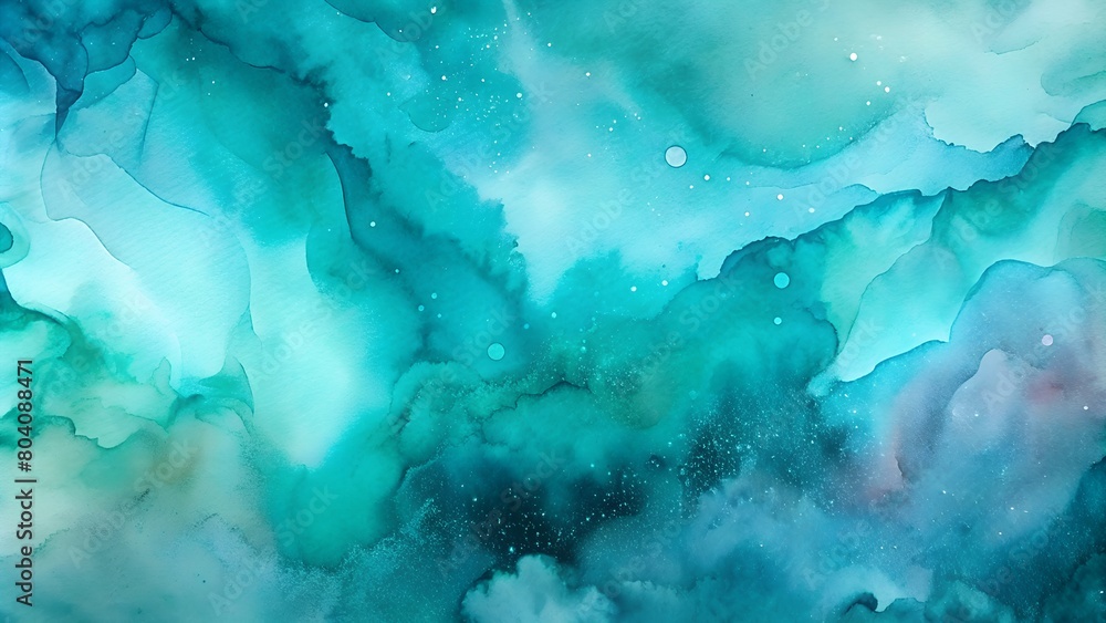 abstract watercolor paint background with liquid fluid texture for background, banner, light blue colors