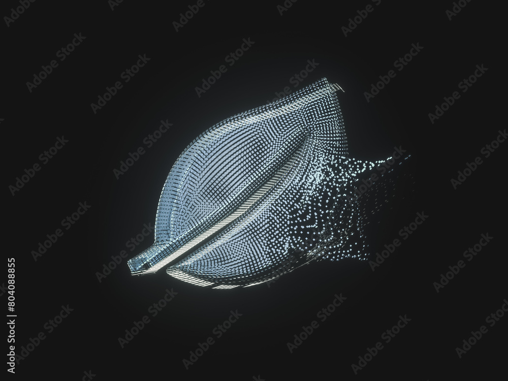 Green technology background with leaf icon. Hologram. 3d rendering Green technology background with leaf icon. Hologram. 3d rendering