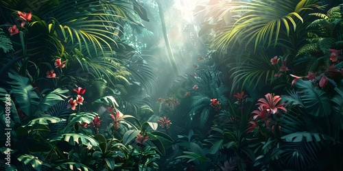 Tropical Jungle Background.