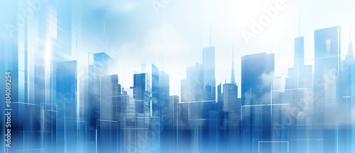 Futuristic Urban Landscape  Glass Buildings and Skyscrapers in Blue
