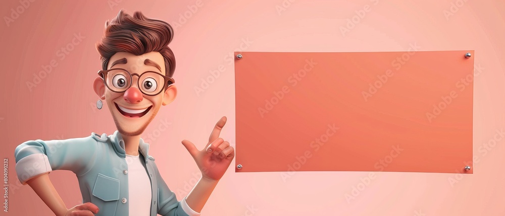 Character holding a cardboard with copy space Character holding a cardboard with copy space