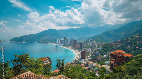 Beautiful view of resort city from mountain