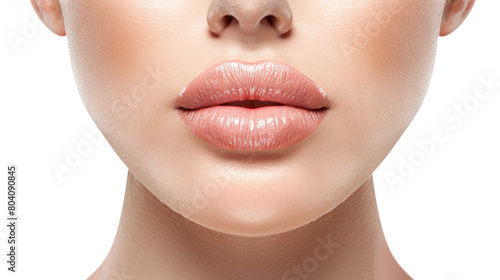 Girl's lips after a surgery to make them fuller.