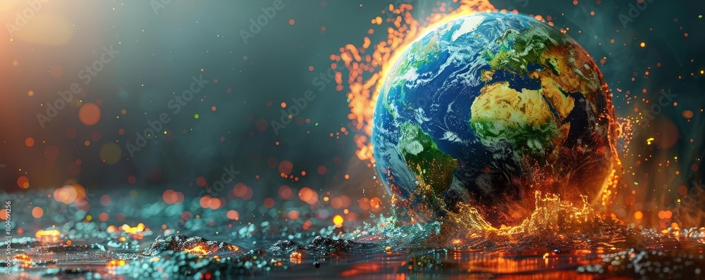 Global warming concept - earth with animated heat waves and el nino ...