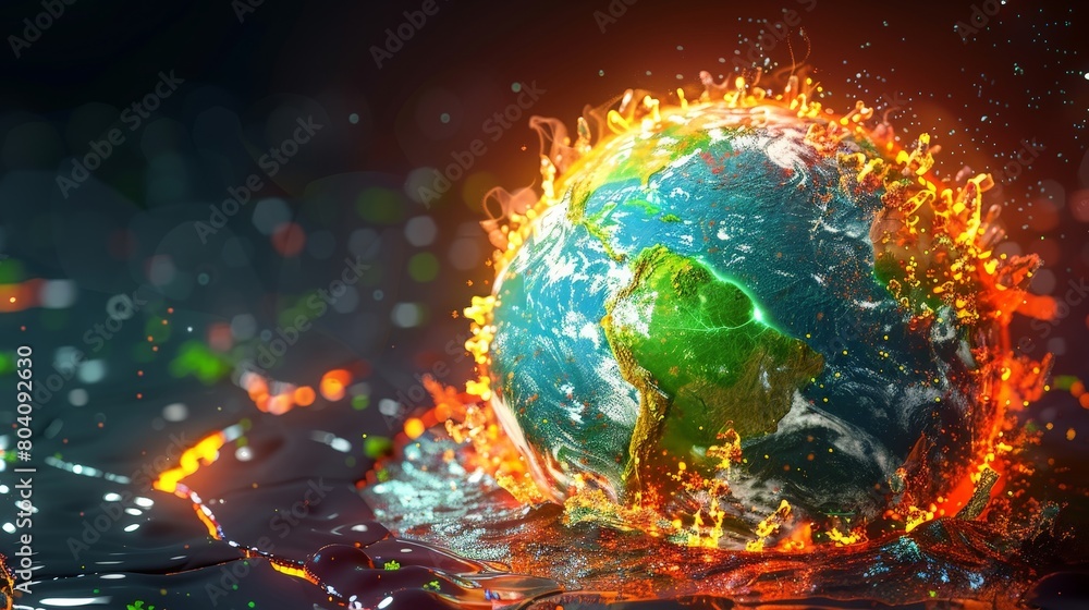 The Earth simmering in a pot, symbolizing the urgency of the global warming crisis