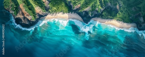 Aerial view of â¨Kualoa beach, â¨Hawaii, United States.