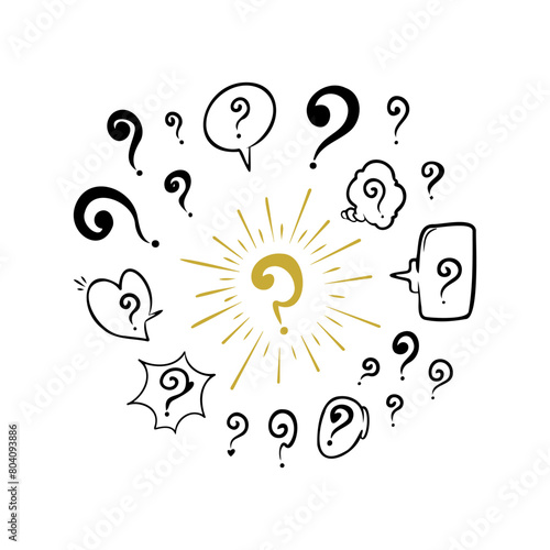 hand drawn doodle question mark collection