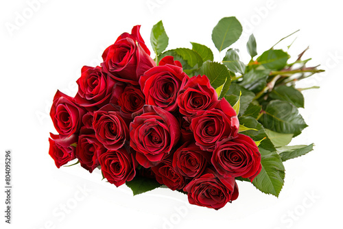 Red Roses Bouquet  Isolated on a White Backgroun