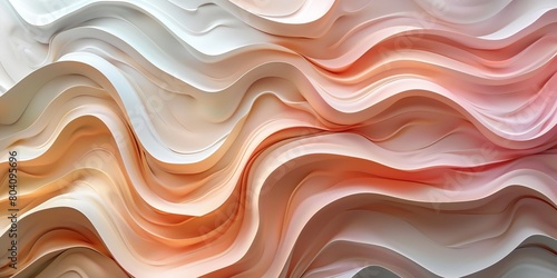 Abstract wallpaper made of Peach and Cream 3D Waves.