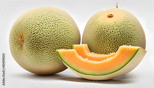 cantaloupe melon isolated on the white background.