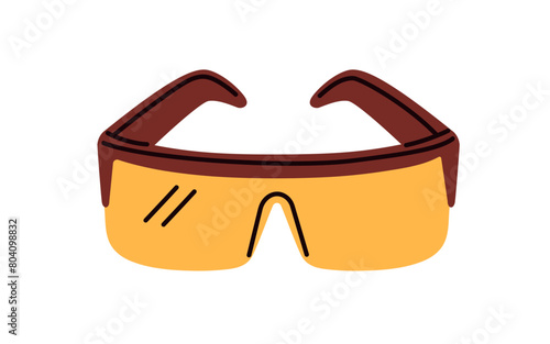 Safety glasses, protection work eyewear. Workers goggles protecting eyes. Personal protective equipment, eyeglasses. Industrial professional PPE. Flat vector illustration isolated on white background