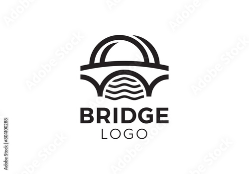 simple bridge with river logo vector design