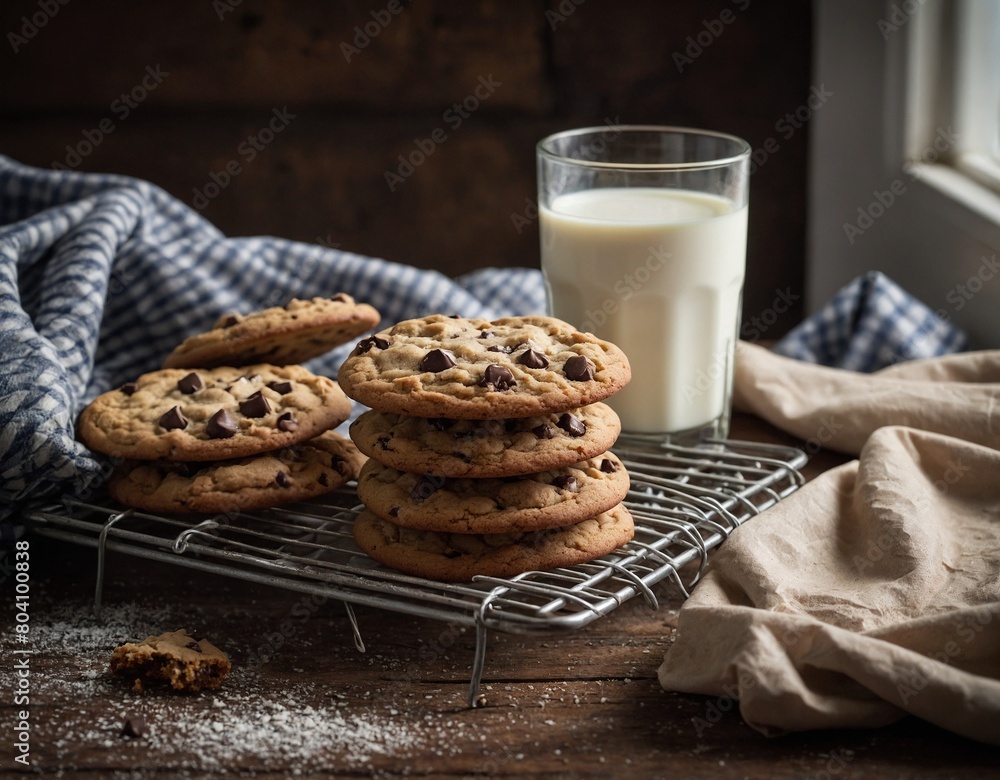 Celebrate the joy of baking with an image of freshly baked cookies cooling on a wire rack next to a glass of milk.
Celebrate the joy of baking with an image of freshly baked cookies cooling on a wire rack next to a glass of milk.