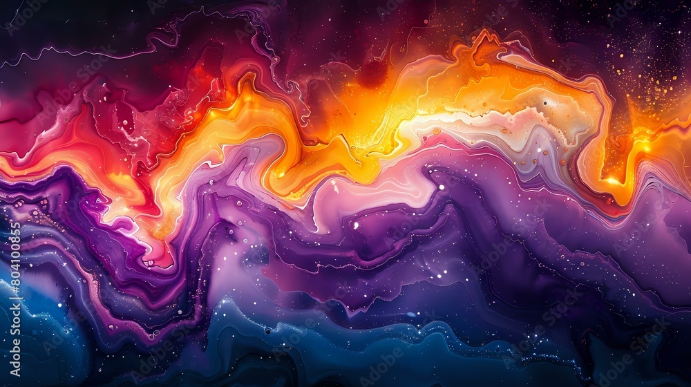 Fluid Art Painting with Vibrant Hues and Organic Forms Fluid Art Painting with Vibrant Hues and Organic Forms