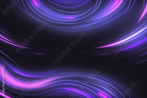 Abstrakter futuristischer Hintergrund mit rosa-blau leuchtenden Neon-Bewegungen mit hoher Geschwindigkeit, fließenden, geschwungenen Wellenlinien und Bokeh-Lichtern. 