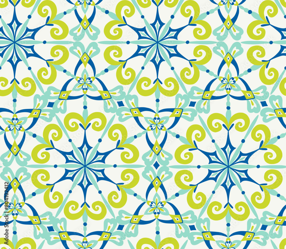 Islamic style colourful geometric tile pattern