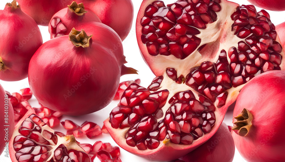 Ripe pomegranate fruit isolated on white background cutout Ripe pomegranate fruit isolated on white background cutout