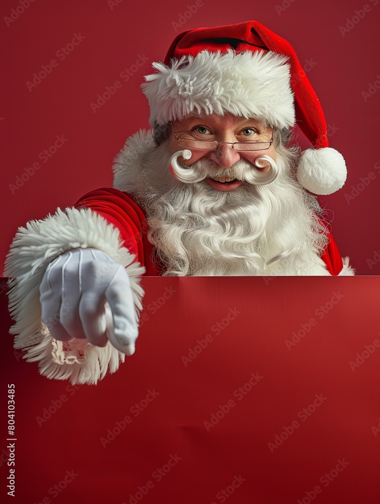 Santa holding a cardboard with copy space Santa holding a cardboard with copy space