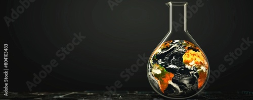 Earth in a laboratory beaker, Show the scientific aspect of climate change research