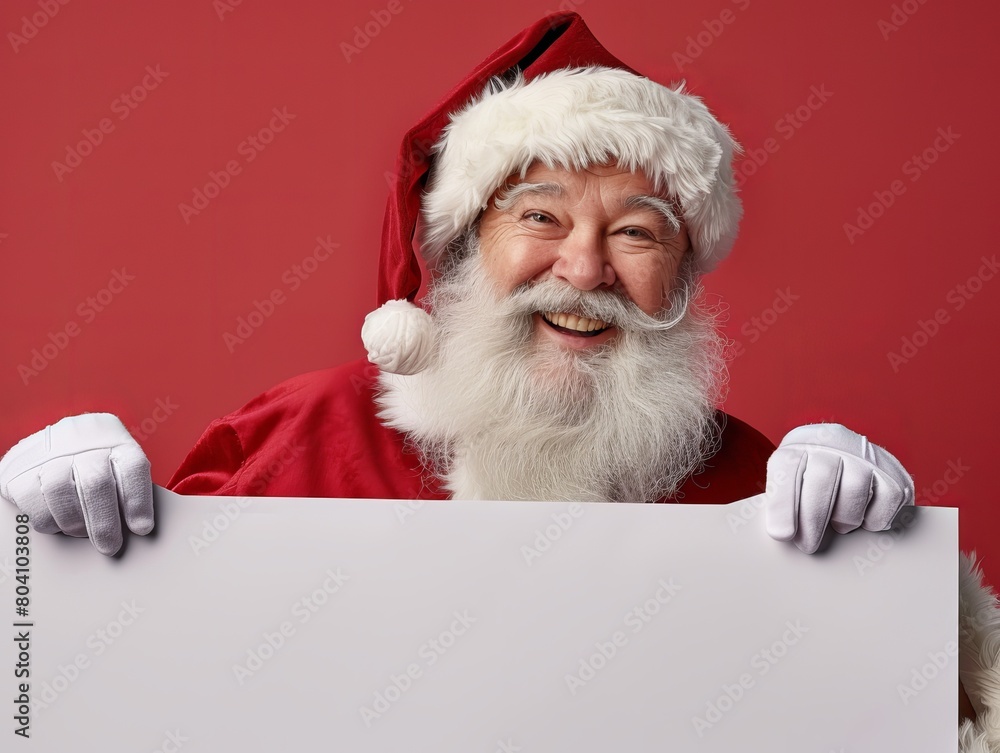 Santa holding a cardboard with copy space Santa holding a cardboard with copy space
