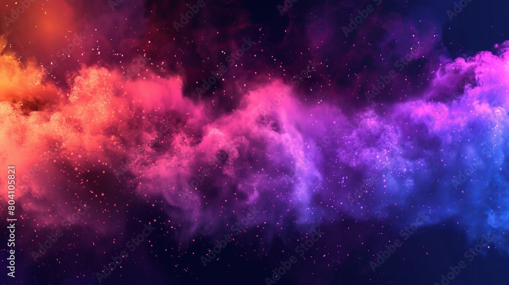 Colorful explosions of powder, dust with pink, orange, and purple ...