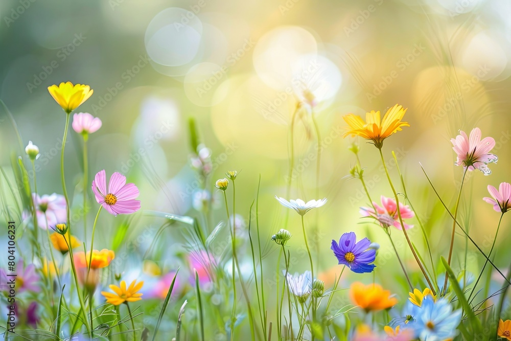 Wildflower Meadow: Tranquil Landscape with Bokeh Bliss