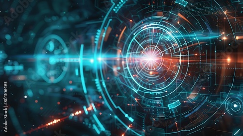 Circle Sci fi futuristic futuristic themed Background With Intricate Neo Technology.