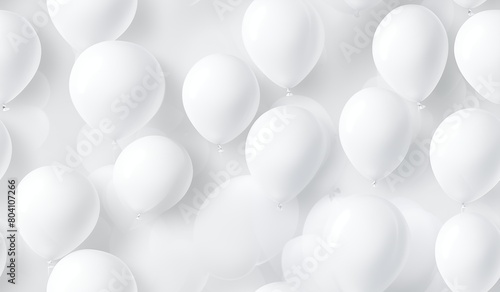 White balloons background. Concept for party or celebration event. Seamless pattern. AI generated