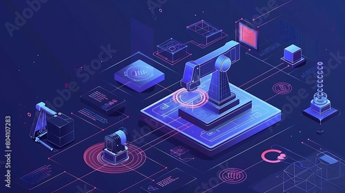 Futuristic isometric of fourth industrial revolution