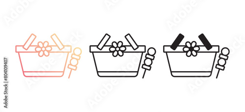 picnic basket icon design with white background stock illustration
