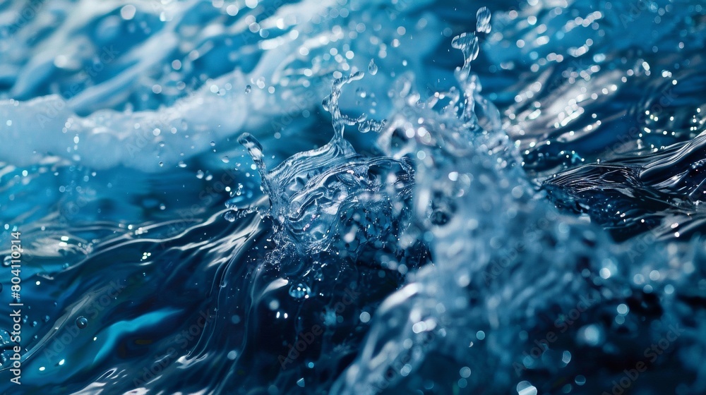 Dynamic Blue Water Splashes Close-up Dynamic Blue Water Splashes Close-up