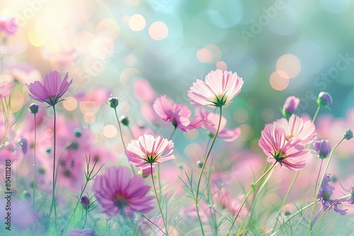 Wild Flower Meadow  Tranquil Summer Sky Bokeh Wallpaper