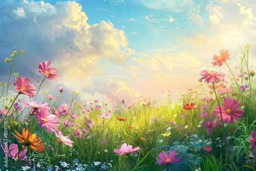Wild Springtime Meadow: Tranquil Beauty in Pastel Blooms © Michael