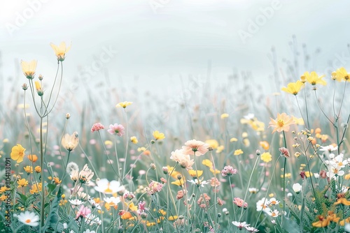 Wild Flower Serenity: Springtime Pastel Panorama