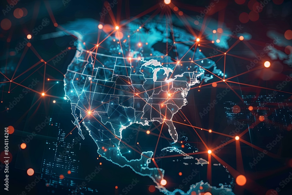 North America's Digital Data Network: US Map Connectivity in Modern Abstract Cyber Setting North America's Digital Data Network: US Map Connectivity in Modern Abstract Cyber Setting