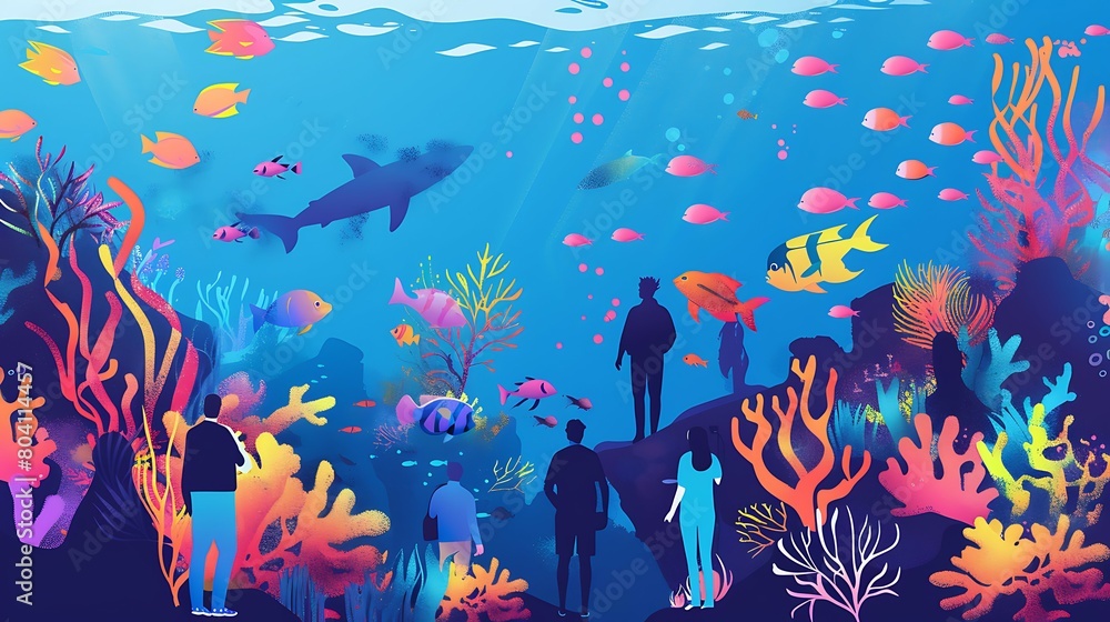 Illustration of Underwater coral reef sea coral lagoon